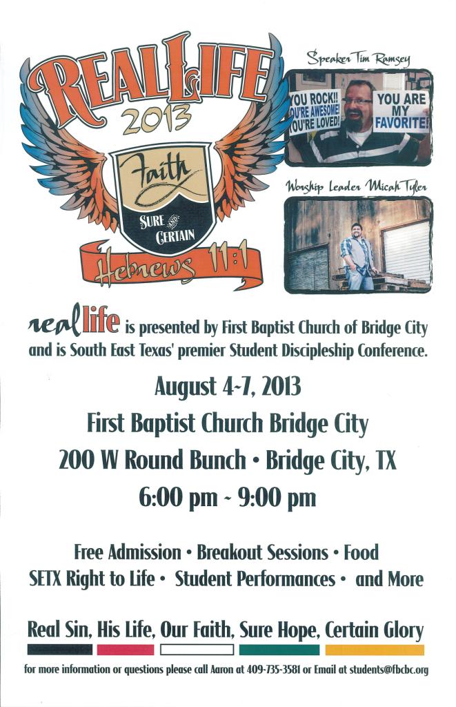 First Baptist Bridge City Real Life Flyer
