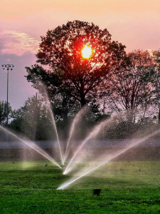 aerobic sprinklers sunset