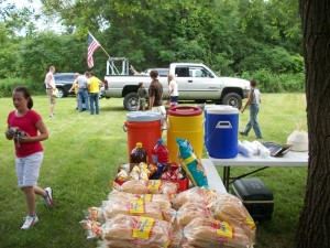 church picnic setup