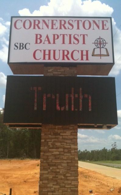 County Sign Silsbee, Cornerstone Kountze, Baptist church Kountze, sign company Nederland TX, church signs Nacogdoches
